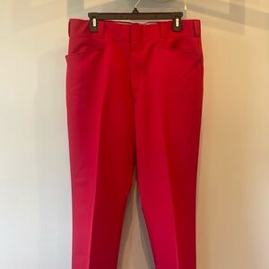Bright red super vintage ladies pleated dress pants large fit like new/cuffed